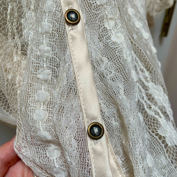 Lace Button-down Cardigan with Tie - Picture 4 of 4